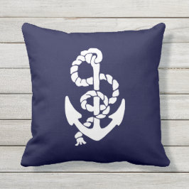 Navy Blue Nautic Anchor Outdoor Throw Kissen Für Draußen