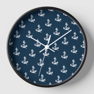 Navy Blue Nautic Boat Anchor Muster Uhr