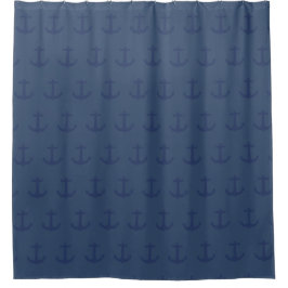 Navy Blue Nautic Classic Anchor Duschvorhang