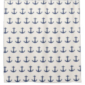 Navy Blue Nautic Classic Anchor Duschvorhang (Vorderseite)