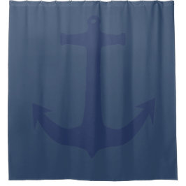 Navy Blue Nautic Classic Anchor Duschvorhang