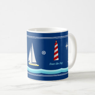 Navy Blue Nautic Coffee Tasse für Bootsliebhaber