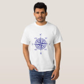 Navy Blue Nautic Compass Rose T-Shirt (Vorne ganz)
