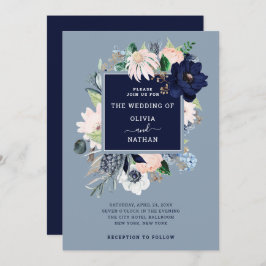 Navy Blue Nautic Floral| Hochzeit Einladung