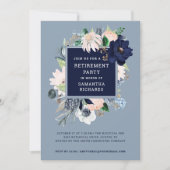 Navy Blue Nautic Floral| Party für die Altersverso Einladung (Vorderseite)