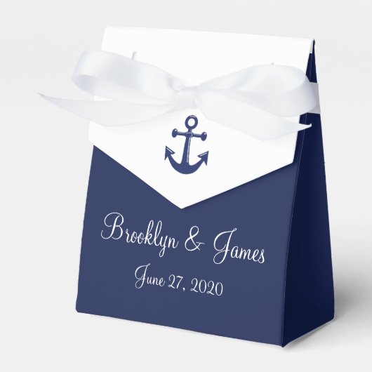 Navy Blue Nautic Gastgeschenk Hochzeit Boxes Zelt Geschenkschachtel (Vorderseite)