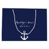 Navy Blue Nautic große Geschenktaschen für Hochzei Geschenktüte (Rückseite)