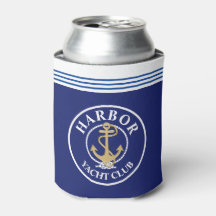 Navy Blue Nautic Mit Monogramm Bottle Cooler