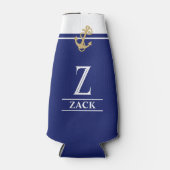 Navy Blue Nautic Mit Monogramm Bottle Cooler Flaschenkühler (Vorderseite)