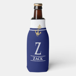 Navy Blue Nautic Mit Monogramm Bottle Cooler Flaschenkühler