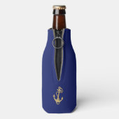 Navy Blue Nautic Mit Monogramm Bottle Cooler Flaschenkühler (Flasche Rückseite)
