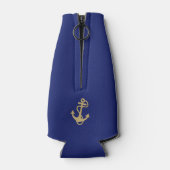 Navy Blue Nautic Mit Monogramm Bottle Cooler Flaschenkühler (Rückseite)