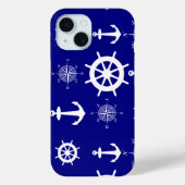 Navy Blue Nautic Pattern Case-Mate iPhone Hülle (Rückseite)