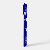 Navy Blue Nautic Pattern iPhone 15 Hülle (Linke Seite)