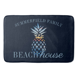 Navy Blue Nautic Personalisiert Beach House Family Badematte