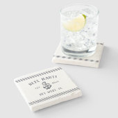 Navy Blue Nautic Rustic Anchor Name Steinuntersetzer (Seitenansicht)