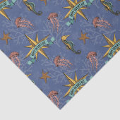 Navy Blue Nautic Star Custom Text Marine Seidenpapier (Detail)