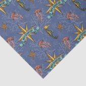 Navy Blue Nautic Star Custom Text Marine Seidenpapier (Detail)