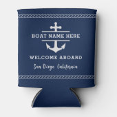 Navy Blue Nautic Willkommen auf dem Schiff Name An Dosenkühler (Vorderseite)