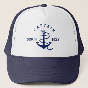 Navy Blue Nautical AnchKapitän Custom Year Truckerkappe