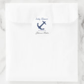 Navy Blue Nautical Anchor Baby Dusche Runder Aufkleber (Tasche)