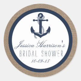 Navy Blue Nautical Anchor Brautparty Stickers