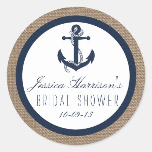 Navy Blue Nautical Anchor Brautparty Stickers