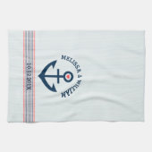 Navy Blue Nautical Anchor & Decorative Streifen Handtuch (Horizontal)