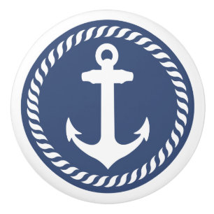Navy Blue Nautical Anchor Drawer Knob Keramikknauf