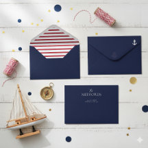Navy Blue Nautical Anchor Envelope