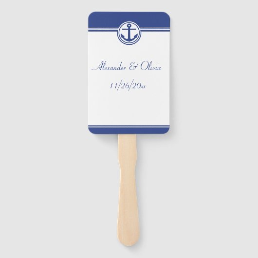 Navy Blue Nautical Anchor Fächer (Rückseite)