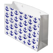 Navy blue nautical anchor  große geschenktüte (Rückseite Schrägansicht)