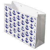 Navy blue nautical anchor  große geschenktüte (Vorderseite Schrägansicht)