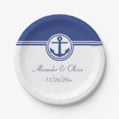 Navy Blue Nautical Anchor Pappteller (Vorderseite)