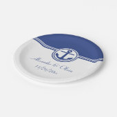 Navy Blue Nautical Anchor Pappteller (Schrägansicht)