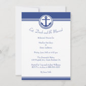 Navy Blue Nautical Anchor Probe Dinner einladen Einladung (Vorderseite)