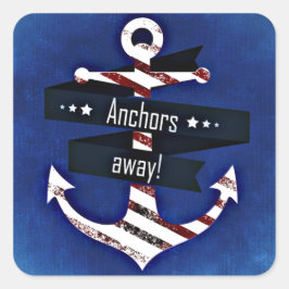 Navy Blue Nautical Anchor Quadratischer Aufkleber