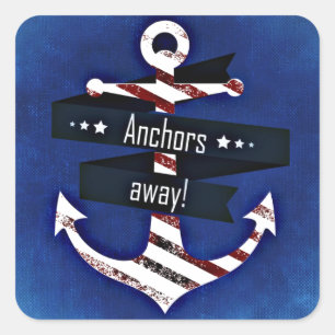 Navy Blue Nautical Anchor Quadratischer Aufkleber