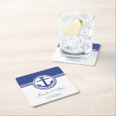 Navy Blue Nautical Anchor Rechteckiger Pappuntersetzer (Vor Ort)