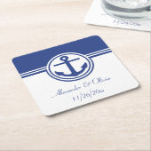Navy Blue Nautical Anchor Rechteckiger Pappuntersetzer (angewinkelt)