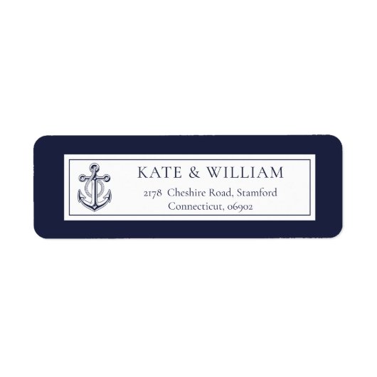 Navy Blue Nautical Anchor Rücksendeadresse (Vorne)