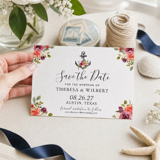 Navy Blue Nautical Anchor Save the Date