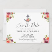 Navy Blue Nautical Anchor Save the Date (Vorderseite)