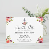 Navy Blue Nautical Anchor Save the Date (Stehend Vorderseite)