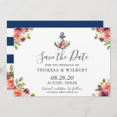 Navy Blue Nautical Anchor Save the Date (Vorne/Hinten)
