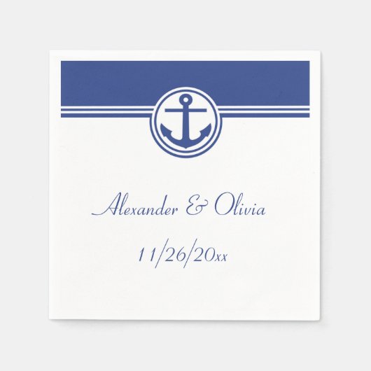 Navy Blue Nautical Anchor Serviette (Vorderseite)