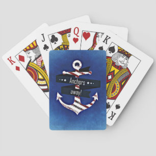 Navy Blue Nautical Anchor Spielkarten