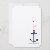 Navy Blue Nautical Anchor Typografy Red Wedding Einladung (Rückseite)