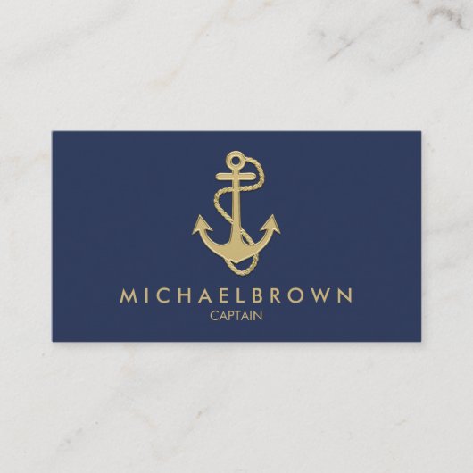 Navy Blue Nautical Anchor Visitenkarte (Vorderseite)