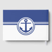 Navy Blue Nautical Anchor Wedding Day Guestbook Gästebuch (Rückseite)
